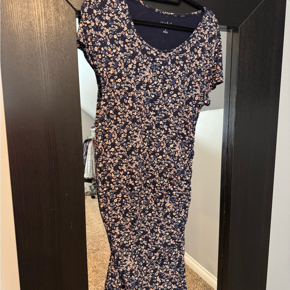 Isabel Maternity by Ingrid & Isabel Blue Sheath Midi Dress V-Neck